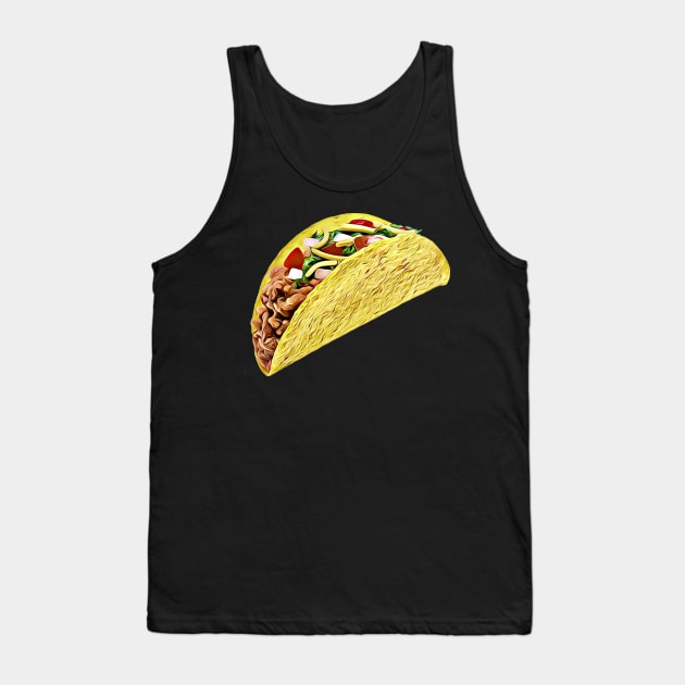 Taco Tuesday Toon Style Tiled Taco Emoji Pattern Tank Top by BubbleMench